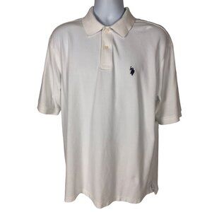US Polo Association Polo Shirt Men Size 2XL White Ultimate Pique Short Sleeves